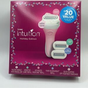 Shick Intuition Women’s Razor Set W/Three Refills And Travel Cap Brand New
